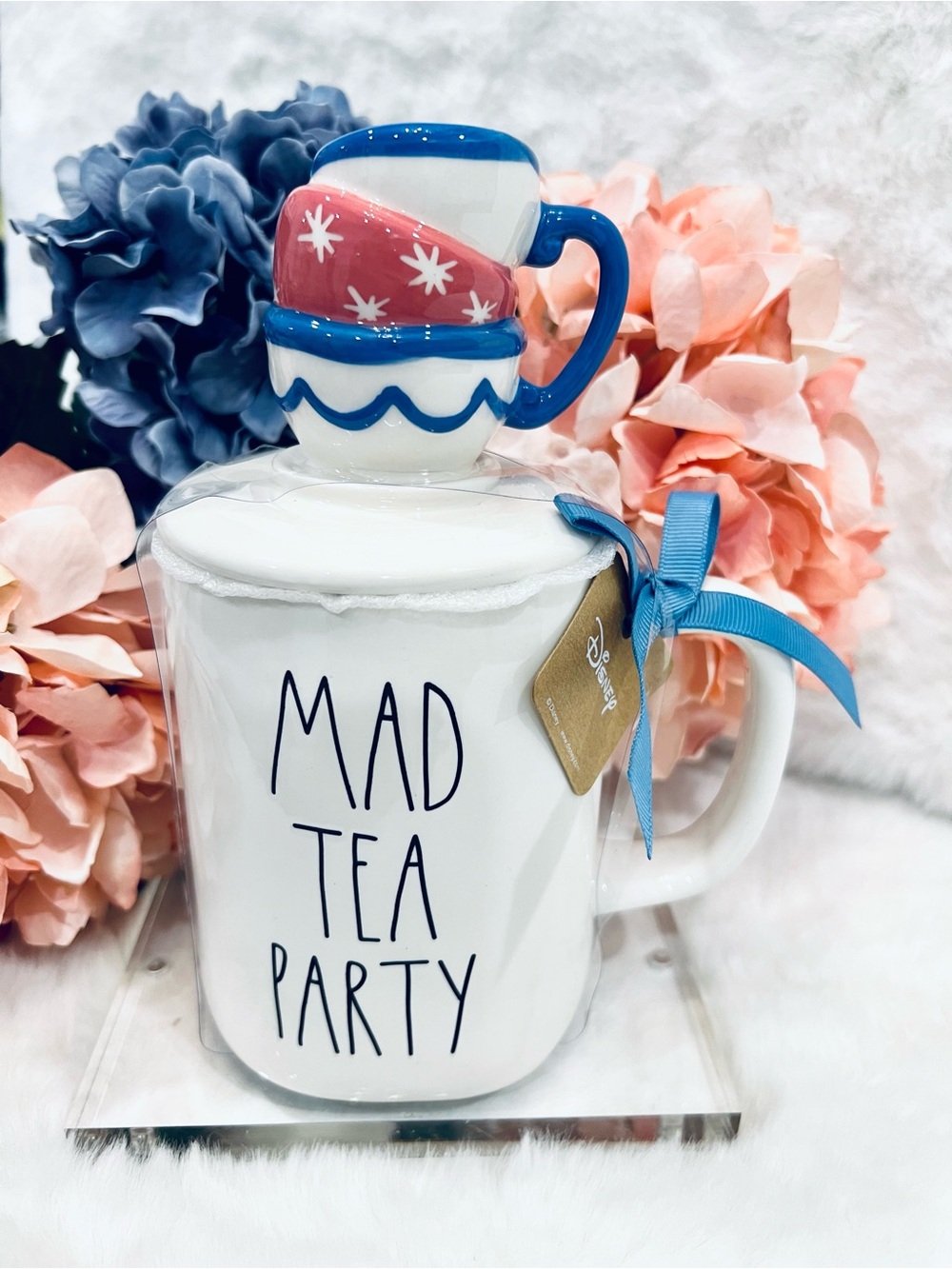 Rae Dunn Alice in Wonderland x Disney Mad Tea Party Ceramic topper Mug NWT